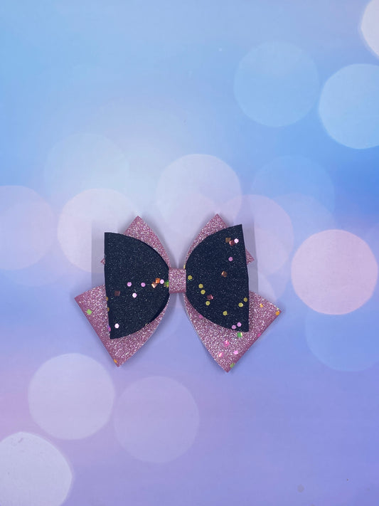 Black and Pink Sparkle Bow